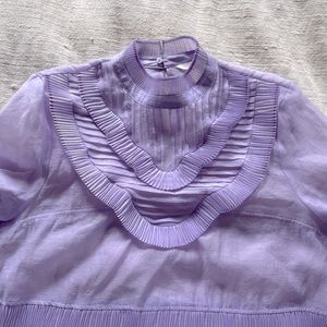 H&M// SHEER LAVENDER PLEATED TOP